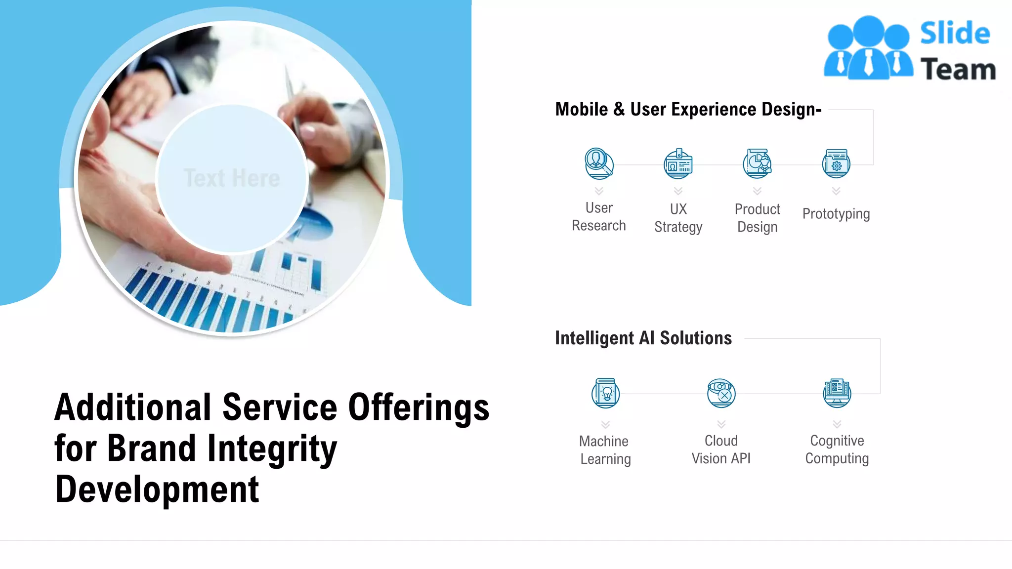 Additional Service Offerings
for Brand Integrity
Development
11
Mobile & User Experience Design-
Intelligent AI Solutions
User
Research
UX
Strategy
Product
Design
Prototyping
Cognitive
Computing
Cloud
Vision API
Machine
Learning
 