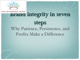 Brand integrity in seven steps ,[object Object],TM 