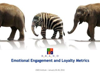 Emotional Engagement and Loyalty Metrics
CMO Institute – January 26-28, 2014
 