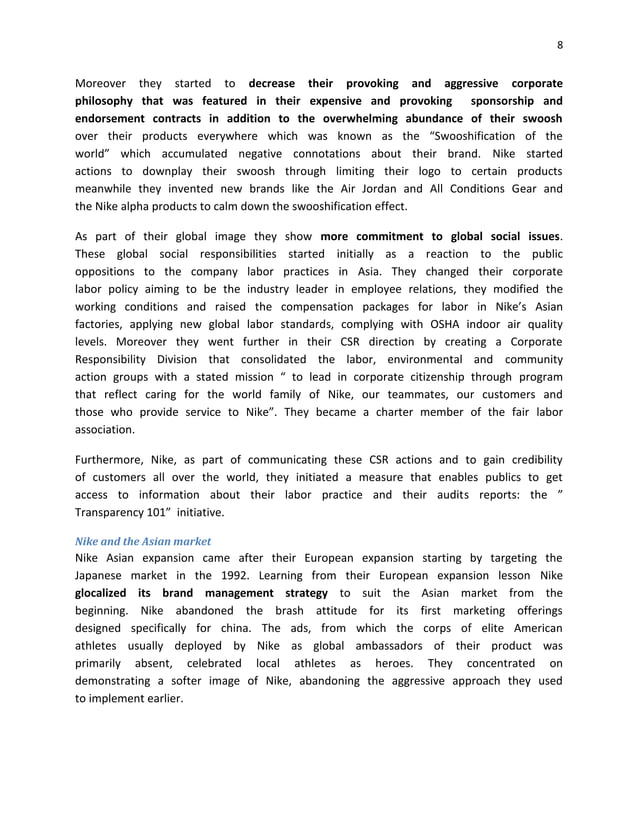 Brand Managment Nike; Building A Global Brand Case Analysis