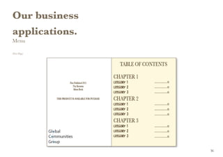 Our business
applications.
Menu
(First Page)
36
 