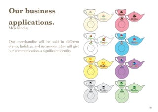 Our business
applications.
Merchandise
Our merchandise will be sold in different
events, holidays, and occassions. This will give
our communications a significant identity.
38
 