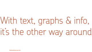 thebrandmanual.com
With text, graphs & info,
it’s the other way around
 
