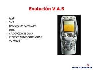 Evolución V.A.S WAP SMS Descarga de contenidos MMS APLICACIONES JAVA VIDEO Y AUDIO STREAMING TV MOVIL 