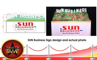 SUN Business Sign design and actual photo
 