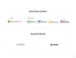 8
Brand Name Creation
Corporate Identity
Client Name Creations
 