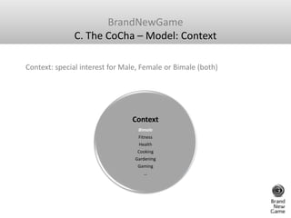 BrandNewGame<br />C. The CoCha – Model: Context <br />Context: special interest for Male, Female or Bimale (both)  <br />C...