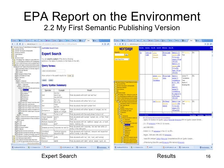 Flagship Initiative Pilot Tutorial EPA Report on the Environment