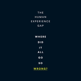 T H E
H U M A N
E X P E R I E N C E
G A P
W H E R E
D I D
I T
A L L
G O
S O
W R O N G ?
 