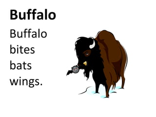 Buffalo Buffalo bites bats wings.