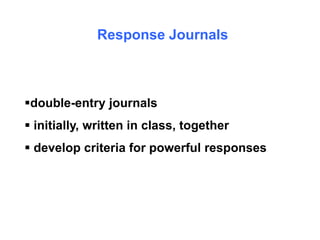 Response Journals double-entry journals