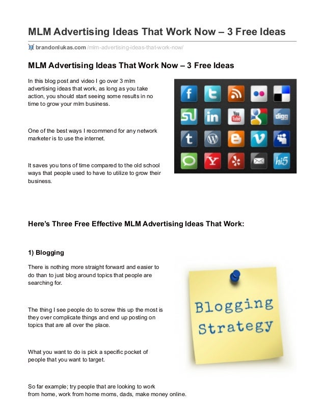 mlm advertising ideas that work now 3 free ideas ideas for free advertising