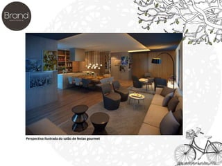 Perspectiva ilustrada do salão de festas gourmet 
 