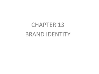 CHAPTER 13
BRAND IDENTITY

 