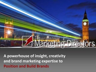 A powerhouse of insight, creativity
and brand marketing expertise to
Position and Build Brands
 