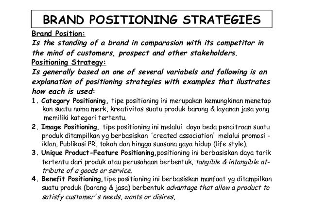 Brand Positioning and Communicating a Brand Positioning 