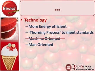 …
• Technology
  – More Energy efficient
  – ‘Thorning Process’ to meet standards
  – Machine Oriented
  – Man Oriented
 