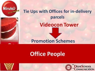 Tie Ups with Offices for in-delivery
              parcels
        Videocon Tower

    Promotion Schemes

   Office People
 