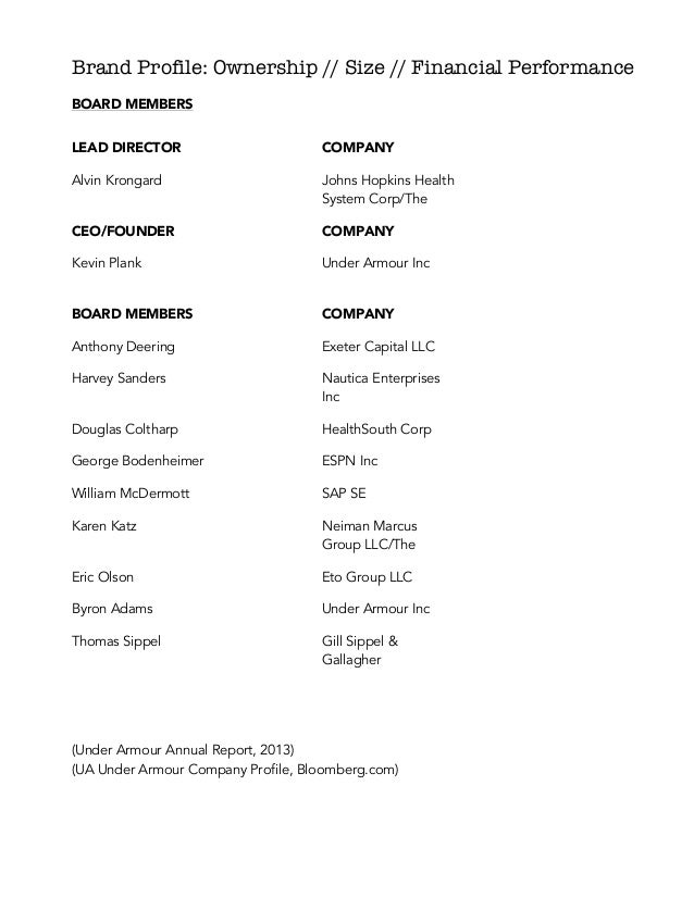 under armour company profile