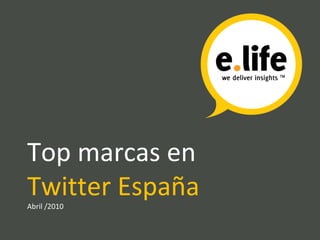 Top marcas en  Twitter España  Abril /2010 