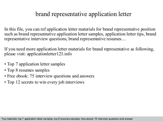 Brand Representative Application Letter