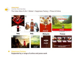 Coca-Cola > Brand Case Study

The Coke Side of Life > Global > Happiness Factory > Press & Online




          Italy                Italy      Malaysia               France




Happiness Factory:
Supported by a range of online and press work
 