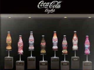 Renforce son territoire de marque.Partenariat avec de nombreux stylistes qui redécore la bouteille : Lagarfeld, Rykiel, Roberto Cavalli 