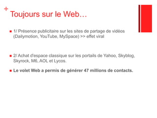 Une communication importante sur internetSite Internet créé pour l’événement (www.zerocontrainte.fr)3 partiesDécouvrir le produit > la gamme + ingrédients 