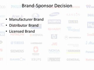 Brand-Sponsor DecisionManufacturer Brand Distributor BrandLicensed Brand