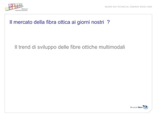 Il mercato della fibra ottica ai giorni nostri ?



  Il trend di sviluppo delle fibre ottiche multimodali
 