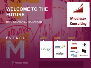 WELCOME TO THE
FUTURE
TALK ABOUT US USING
#FUTUREM
THE EVENT
#XXXXXXXXXX
BRANDS AND EXPECTATIONS
 