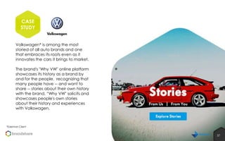 CASE
STUDY
Volkswagen* is among the most
storied of all auto brands and one
that embraces its roots even as it
innovates t...