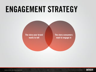 ENGAGEMENT STRATEGY

     The story your brand        The story consumers
         wants to tell            want to engage in




                            13
 