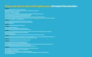 Please, make shure to check out the original sources, that inspired this presentation.
CHAPTER 1
http://techcrunch.com/2011/04/18/little-bets-the-book/
Instagram Mashups, a list + Look at how brands (and bands, e.g. Moby) are using Instagram
Soundcloud + Soundcloud’s app gallery
50/50 make or break: http://5050.gd/
Faris Yakob on the 50/50 project http://farisyakob.typepad.com/blog/2011/09/5050-hackathon-nyc.html
http://techcrunch.com/2011/02/03/founder-stories-instagram-products/
http://thinkingalaud.posterous.com/instagram-ﬁnd-the-problem-ﬁrst
http://techcrunch.com/2011/09/02/instagram-adds-50-million-photos-in-august-now-over-200-million-total/
 http://techcrunch.com/2011/09/13/instagram-and-intuit-founders-discuss-lean-startups-pivots-and-what-makes-a-product-successful/
 http://vimeo.com/19086114 + http://jamiedubs.com
CHAPTER 2
http://www.prospectmagazine.co.uk/2010/11/brian-eno-next-big-thing/
http://www.digitaltonto.com/2009/feynmans-6-principles-of-trendspotting/
http://www.onepiece.no
CHAPTER 4
http://matt.might.net/articles/phd-school-in-pictures/
CHAPTER 5
http://curatoreffect.blogspot.com/
http://rushkoff.com/2010/03/25/program-or-be-programmed/
http://battellemedia.com/archives/2010/12/signal_curation_discovery
CHAPTER 7
http://itwofs.com/beastoftraal/2010/12/20/social-media-roi-what-is-the-roi-of-installing-a-new-window-in-your-organization/
http://www.twistimage.com/blog/archives/the-new-journalism/
http://www.steverubel.com/
http://blog.programmableweb.com/2011/01/03/api-growth-doubles-in-2010-social-and-mobile-are-trends/
CHAPTER 8
http://www.amazon.com/Lip-Service-Smiles-Memory-Politics/dp/0393060047/ref=sr_1_1?s=dmusic&ie=UTF8&qid=1316007672&sr=1-1
http://www.fastcompany.com/1776854/how-being-human-is-the-new-black-for-brands
CHAPTER 9
www.wired.com/wiredscience/2011/07/why-do-viral-videos-go-viral/
CHAPTER 10
http://blog.mediafront.no/2011/05/31/det-digitale-hjertet/)
http://www.nytimes.com/2011/05/29/opinion/29franzen.html?_r=1
http://mweigel.typepad.com/canalside-view/2011/04/through-a-screen-fuzzily-how-people-really-make-sense-of-advertising.html
http://designmind.frogdesign.com/articles/the-never-ending-story.html
http://www.locusmag.com/Perspectives/2011/05/cory-doctorow-techno-optimism/
CHAPTER 11
http://www.fastcompany.com/1711531/ﬁve-innovative-new-year-s-resolutions?partner=rss
http://looklet.com/ + http://www.robyn.com/wedancetothebeat/
http://www.facebook.com/bursdag
http://instagramers.com/destacados/how-to-use-hashtags-in-instagram/
http://synapticstimuli.com/ + Photo resource, Jung-Yeon Min http://www.kashyahildebrand.org/zurich/min/index.html
http://www.exactitudes.com/
 