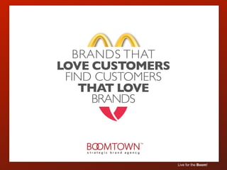 BRANDS THAT
LOVE CUSTOMERS
 FIND CUSTOMERS
    THAT LOVE
      BRANDS




                  Live for the Boom!
 