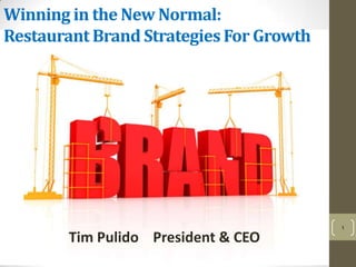 Winning in the New Normal:
Restaurant Brand Strategies For Growth




                                         1

        Tim Pulido President & CEO
 