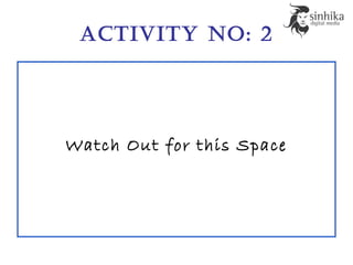 aCtiVity no: 2
Watch Out for this Space
 