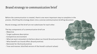 Before the communication is created, there’s one more important step to complete in the
process. Distilling the strategy d...