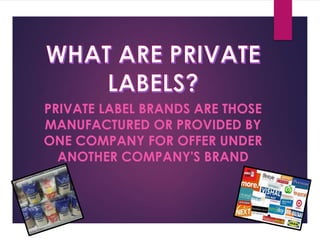 PRIVATE LABEL BRANDS ARE THOSE
MANUFACTURED OR PROVIDED BY
ONE COMPANY FOR OFFER UNDER
ANOTHER COMPANY'S BRAND
 