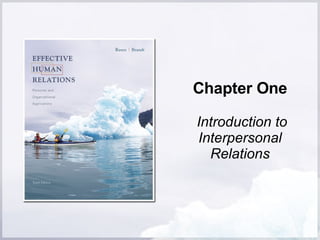 Chapter One Introduction to Interpersonal Relations 