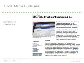 Social Media Guidelines  Einstellungen Privatsphäre 