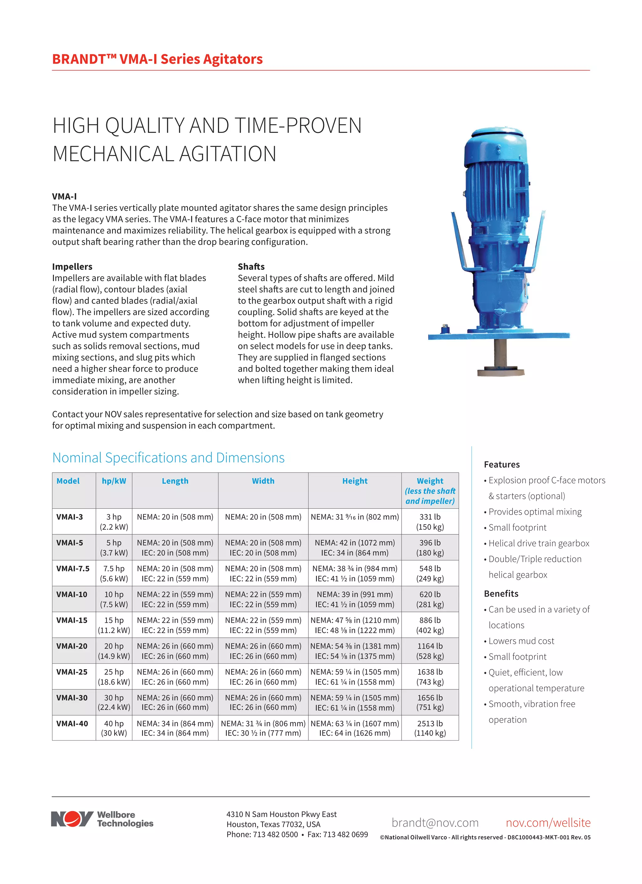 Brandt vma i series agitators spec sheet english PDF