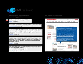 RESULTS ( continued )

The social media response has been   The industry has taken notice.
overwhelmingly positive.
 