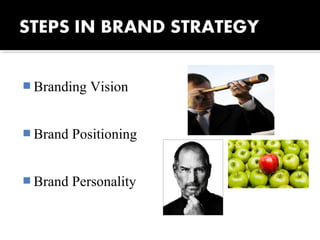  Branding Vision
 Brand Positioning
 Brand Personality
 