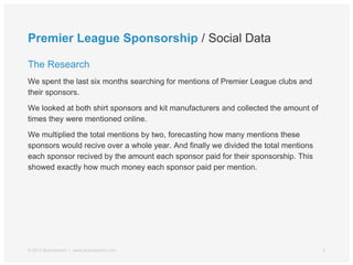 Premier League Sponsorship / Social Data
The Research
We spent the last six months searching for mentions of Premier Leagu...