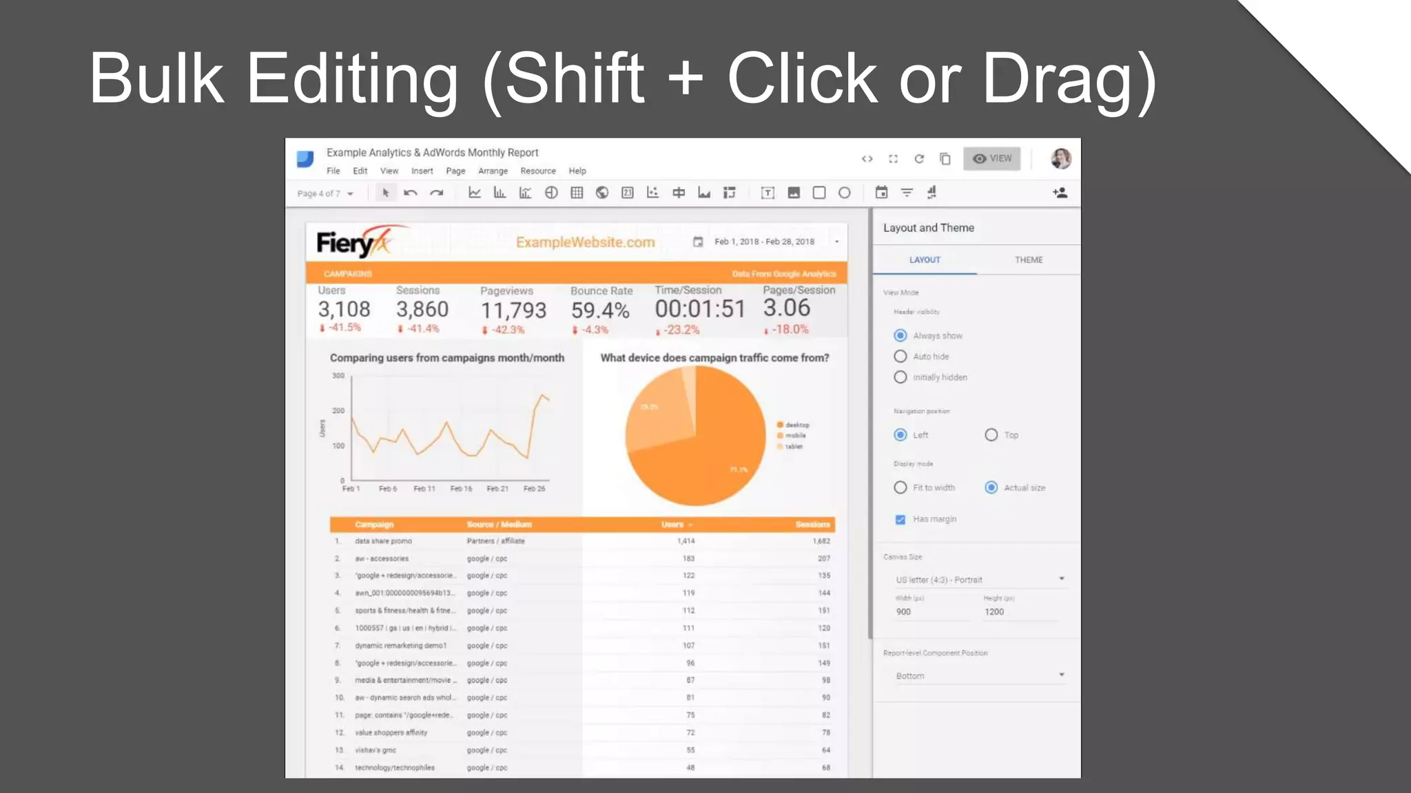 Bulk Editing (Shift + Click or Drag)
 