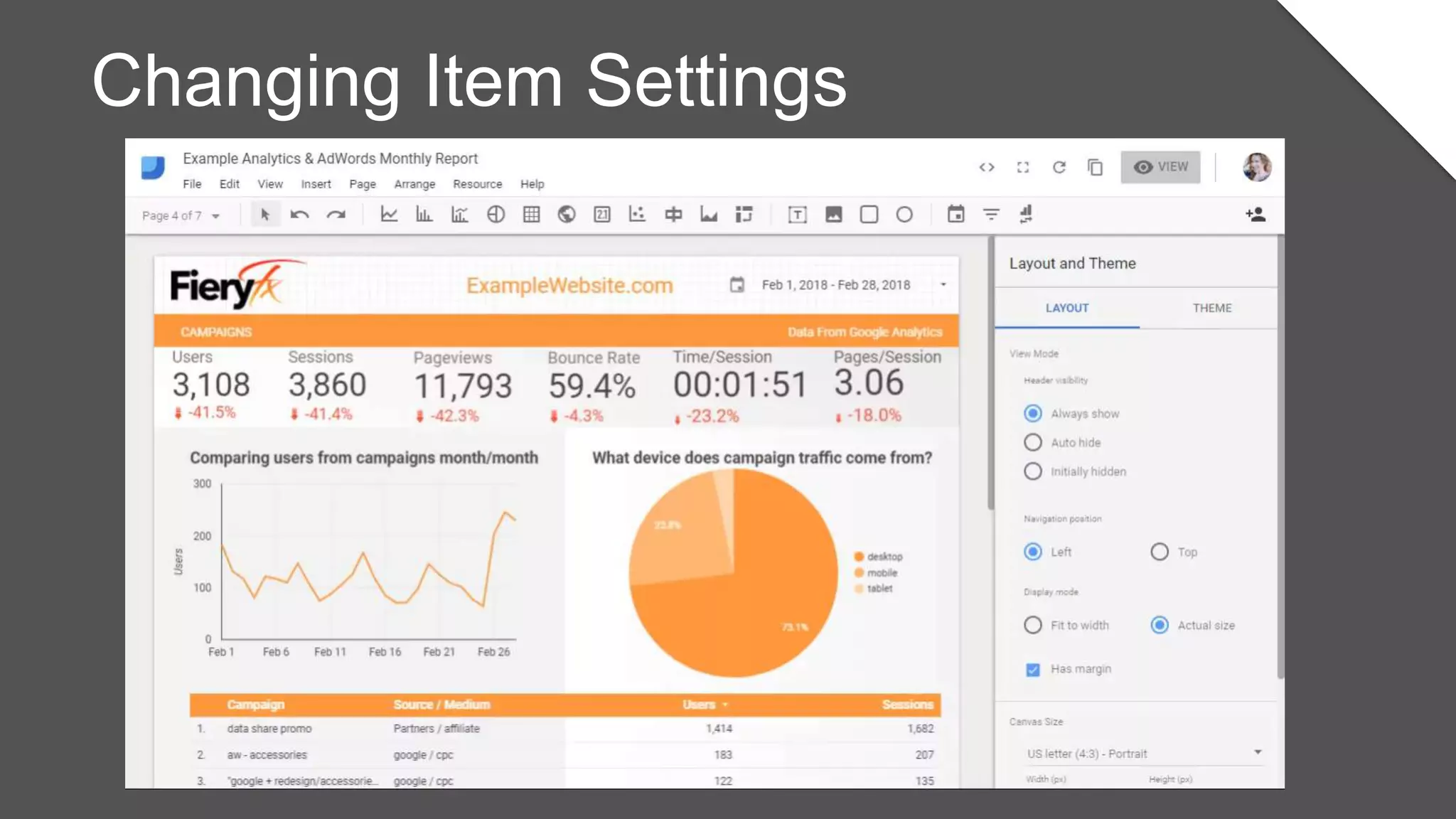 Changing Item Settings
 
