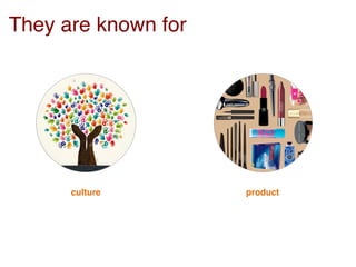 culture product
They are known for
 