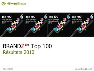 BRANDZ™Top 100Résultats2010 28 avril 2010 