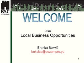 LBO   Local Business Opportunities   Branka Bukvi ć  bukvica @sezampro.yu   WELCOME  